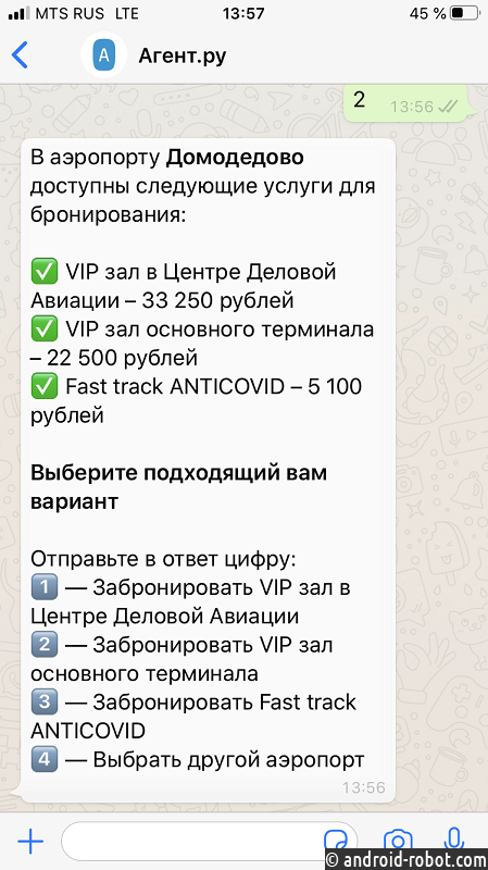 Чат-бот поможет пассажирам забронировать VIP-зал и FastTrack в аэропортах в несколько кликов