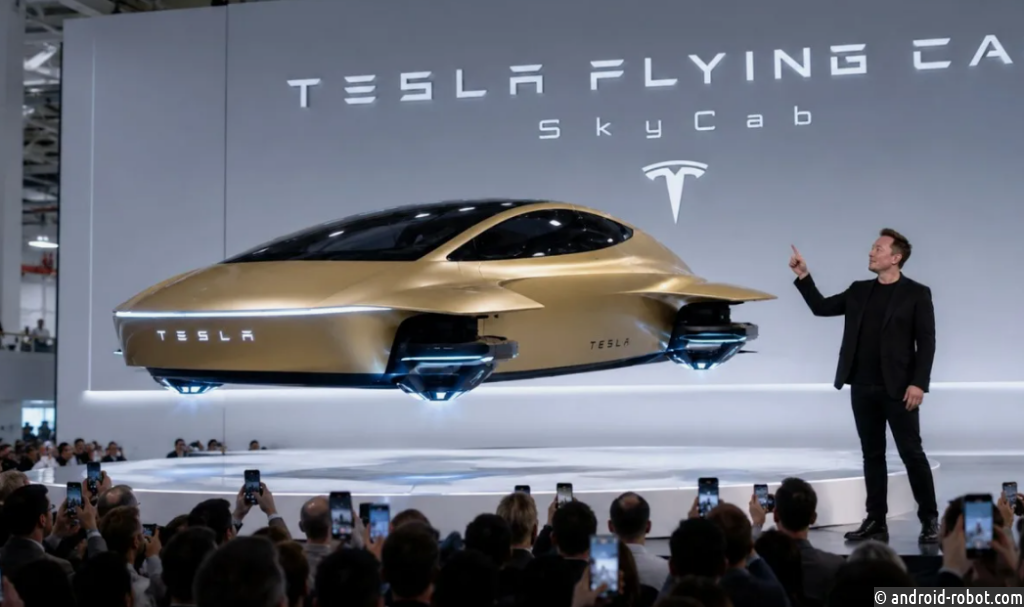 Tesla показала летающий электрокар Roadster